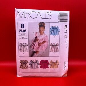 8571 Vintage McCall's Toddler‎ Dress Sewing Pattern 8571 1 2 3 4 Ruffle Collar
